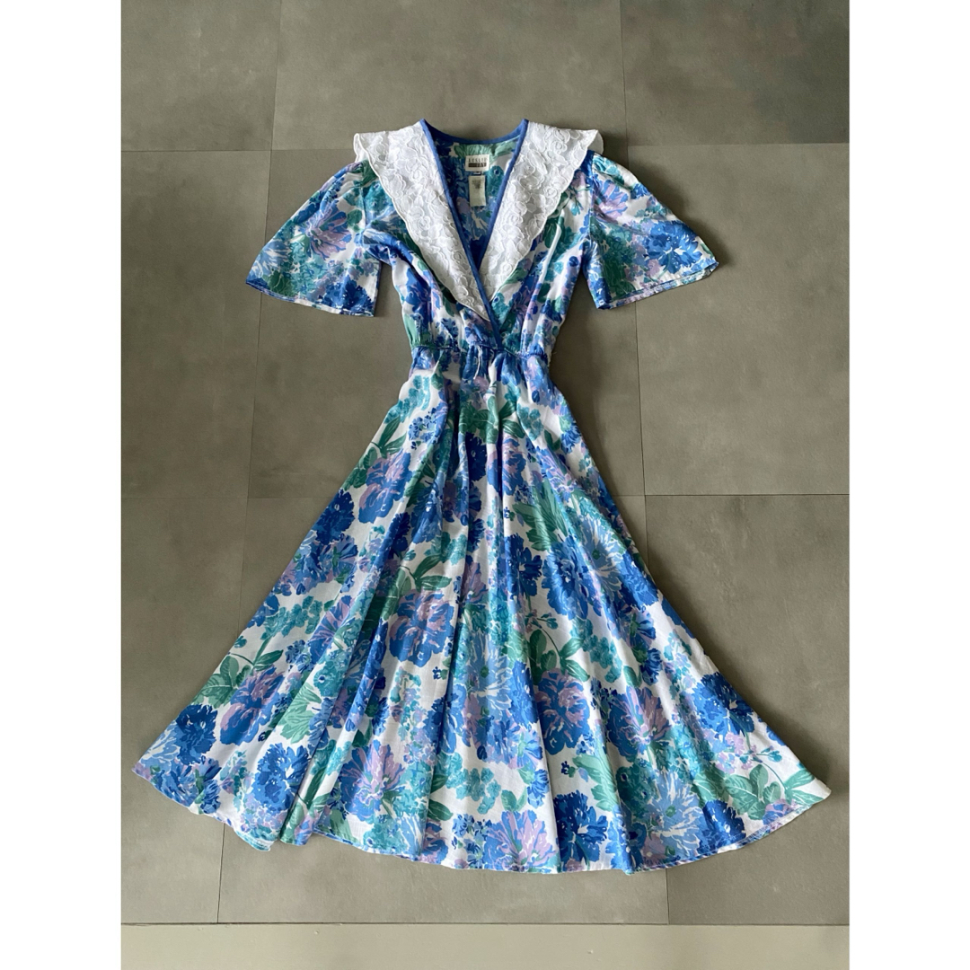古着 ビンテージ 70s USA レーヨン ワンピース ドレス 花柄 総柄 古着 ビンテージ 70s USA レーヨン ワンピース ドレス 花柄 総柄