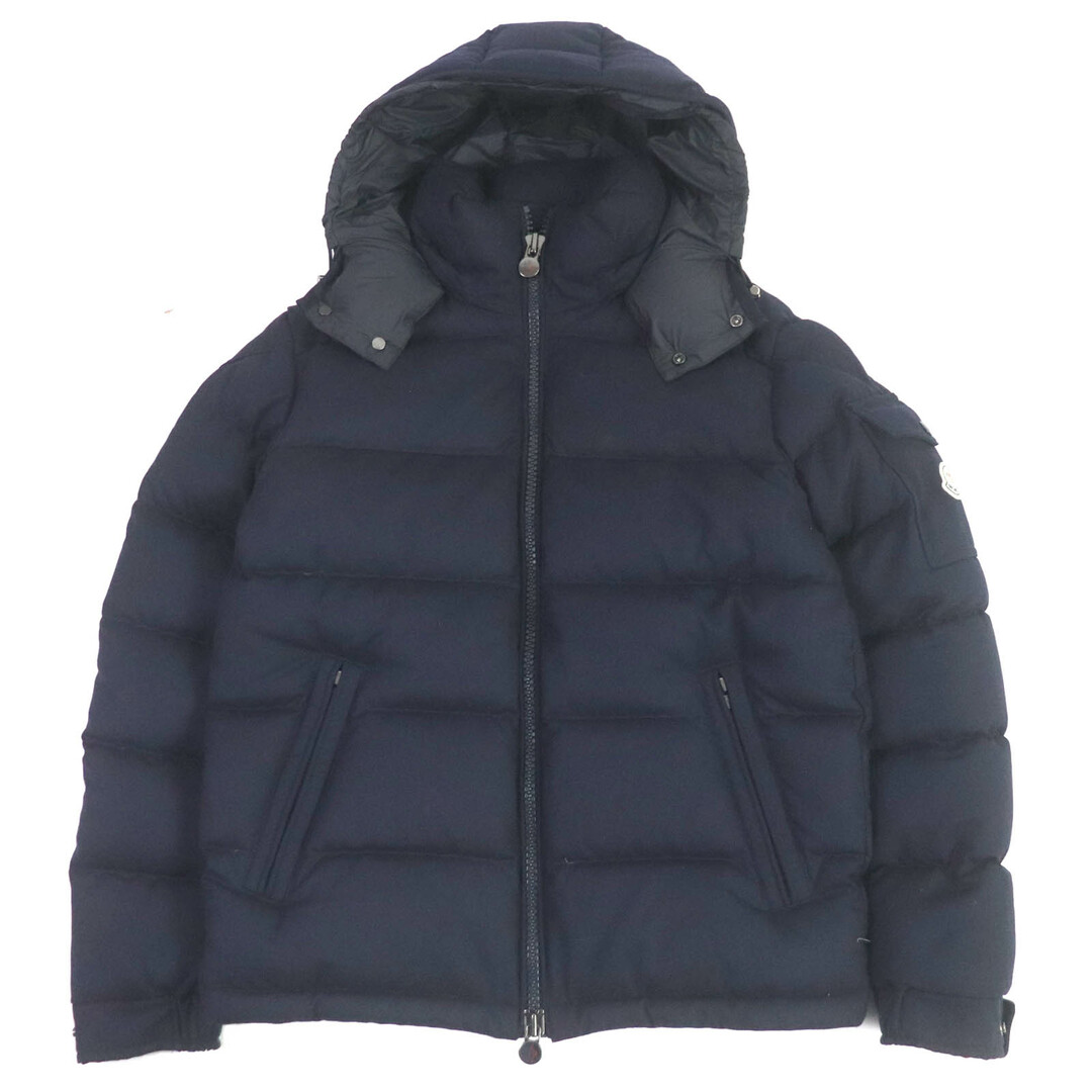 MONCLER(モンクレール)の美品□MONCLER モンクレール 18-19AW MONTGENEVRE モンジュネーブル ウール ロゴワッペン WZIP フーデッド ダウンジャケット ネイビー 1 正規品 メンズ メンズのジャケット/アウター(ダウンジャケット)の商品写真