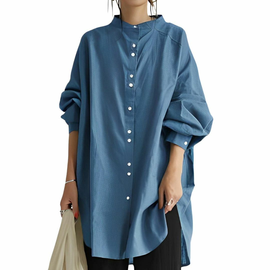 [セカンドルーツ] シャツ スタンドカラー ボタン ドルマンスリーブ ブラウス  レディースのファッション小物(その他)の商品写真