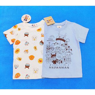 アンパンマン - 新品　95cm　アンパンマン　半袖Ｔシャツ2枚セット　集合ブルー×顔総柄