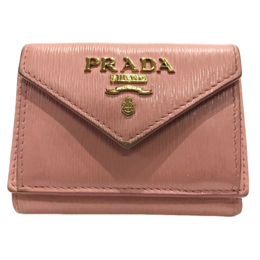 PRADA(プラダ)のPRADA プラダ ミニ財布 1MH021 サフィアーノレザー ピンク×ゴールドカラー 財布 【中古品】 22404K567 レディースのファッション小物(財布)の商品写真