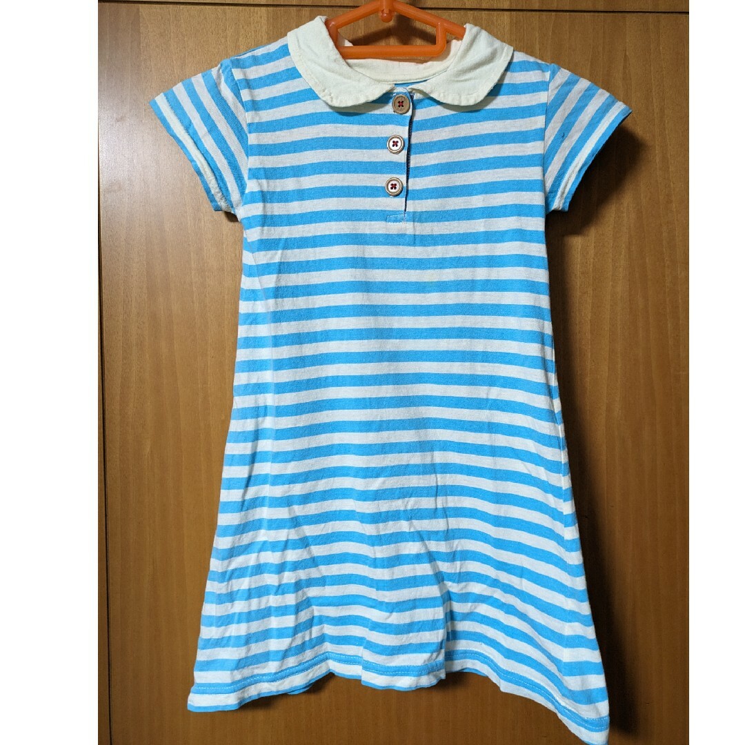 Skip Land(スキップランド)の110cmSkip landボーダーシャツワンピース キッズ/ベビー/マタニティのキッズ服女の子用(90cm~)(ワンピース)の商品写真