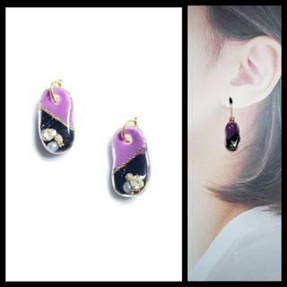 No.510-B　ツートン⭐ビジュー☆ピアス・イヤリング(小ぶり)(ピアス)