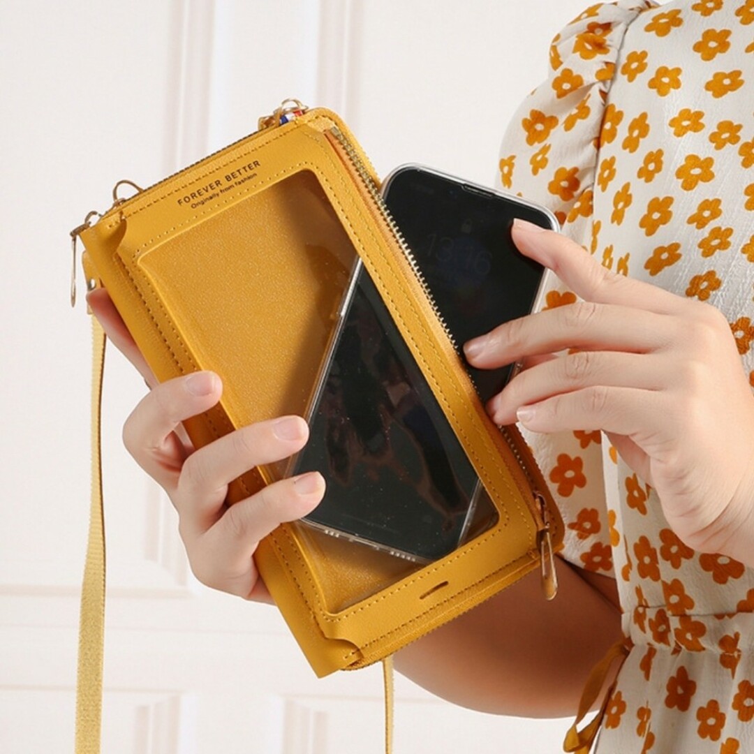 ♡大人気♡スマホポシェット グレー スマホショルダー 旅行 コンパクト 財布 レディースのバッグ(ショルダーバッグ)の商品写真