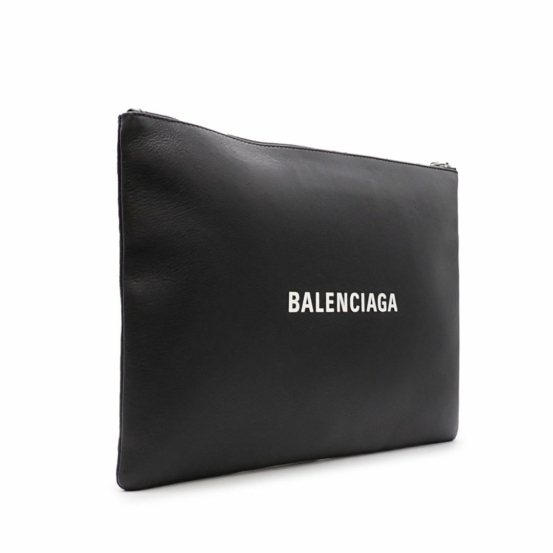 Balenciaga(バレンシアガ)の美品 バレンシアガ クラッチバッグ セカンドバッグ 485112 ロゴ クリップ L カーフスキン ブラック シルバー金具 メンズのバッグ(セカンドバッグ/クラッチバッグ)の商品写真