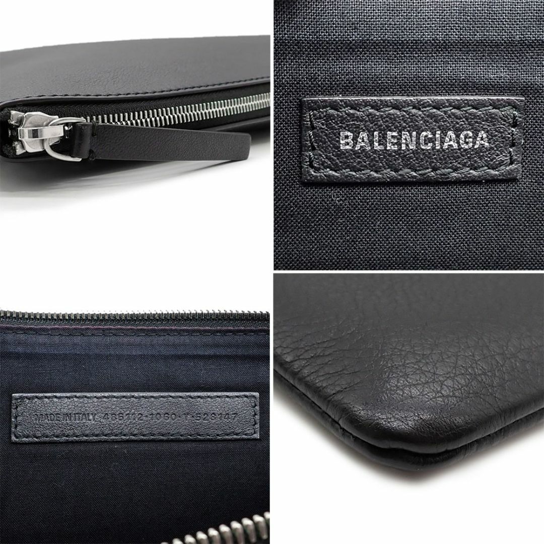 Balenciaga(バレンシアガ)の美品 バレンシアガ クラッチバッグ セカンドバッグ 485112 ロゴ クリップ L カーフスキン ブラック シルバー金具 メンズのバッグ(セカンドバッグ/クラッチバッグ)の商品写真
