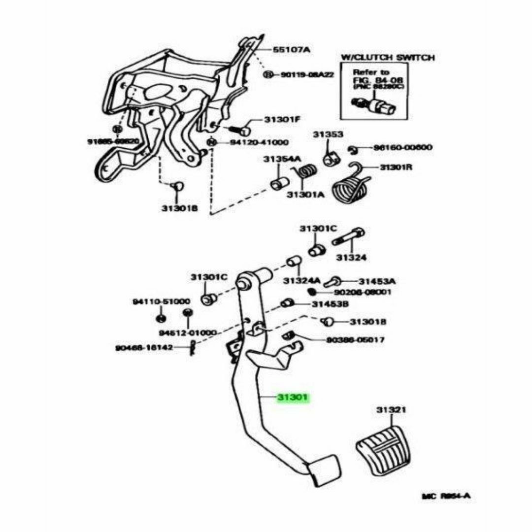 トヨタ(トヨタ)のトヨタ 純正 スープラ 80 クラッチ ペダル 自動車/バイクの自動車(車種別パーツ)の商品写真