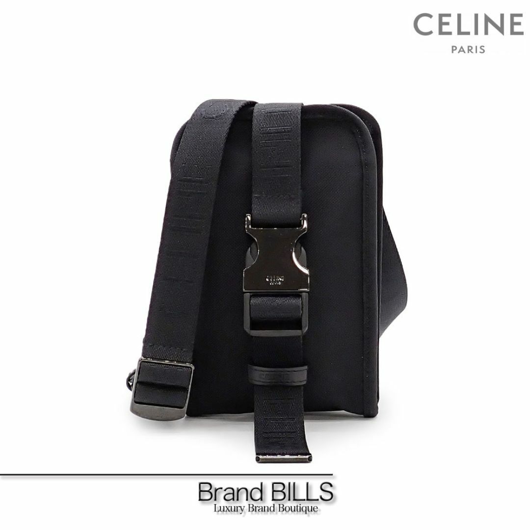 celine(セリーヌ)の未使用品 セリーヌ トレッキング モバイルポーチ ミニショルダーバッグ 10J212EIJ レザー ナイロン ブラック 斜め掛け メンズのバッグ(ショルダーバッグ)の商品写真