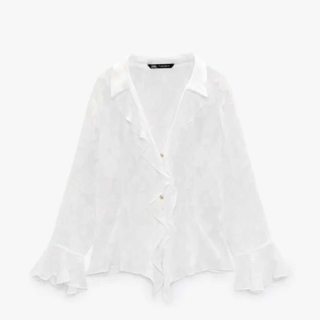 ZARA(ザラ)のラッフルジャガードシャツ(ZARA) レディースのトップス(シャツ/ブラウス(長袖/七分))の商品写真