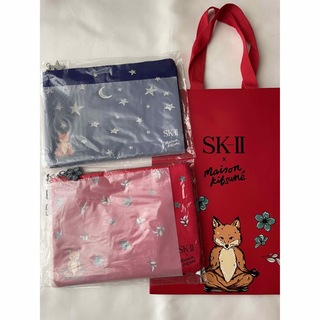 エスケーツー(SK-II)のSK-II  メゾンキツネ　ポーチ　赤　青(ポーチ)