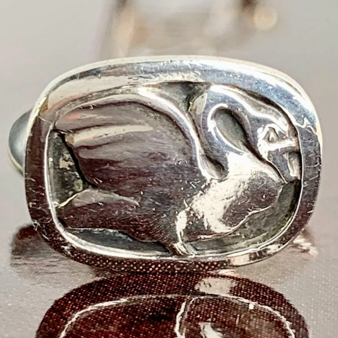 Georg Jensen(ジョージジェンセン)のジョージジェンセン 希少 シルバーカフス スワン 白鳥 ヴィンテージ di5 メンズのファッション小物(カフリンクス)の商品写真