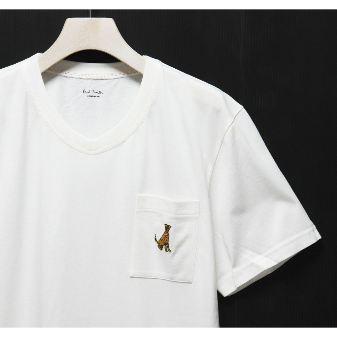 Paul Smith(ポールスミス)の《ポールスミス》新品 ワンちゃん刺繍入 Vネックカットソー Tシャツ L メンズのトップス(Tシャツ/カットソー(半袖/袖なし))の商品写真