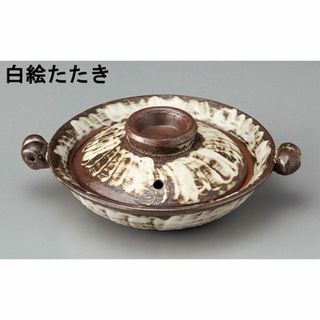 萬古焼 目玉焼き器 卵焼き器 土鍋 白絵たたき 11283(鍋/フライパン)