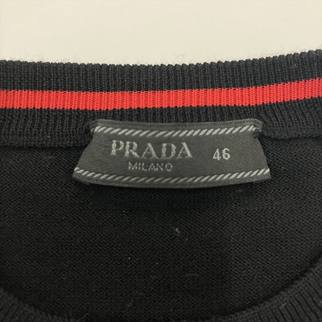 PRADA(プラダ)のプラダ PRADA カラーブロック クルーネック セーター ニット ウール ポリエステル RN98339 ブラック 46 グレー ブルー メンズ【中古】 メンズのトップス(ニット/セーター)の商品写真