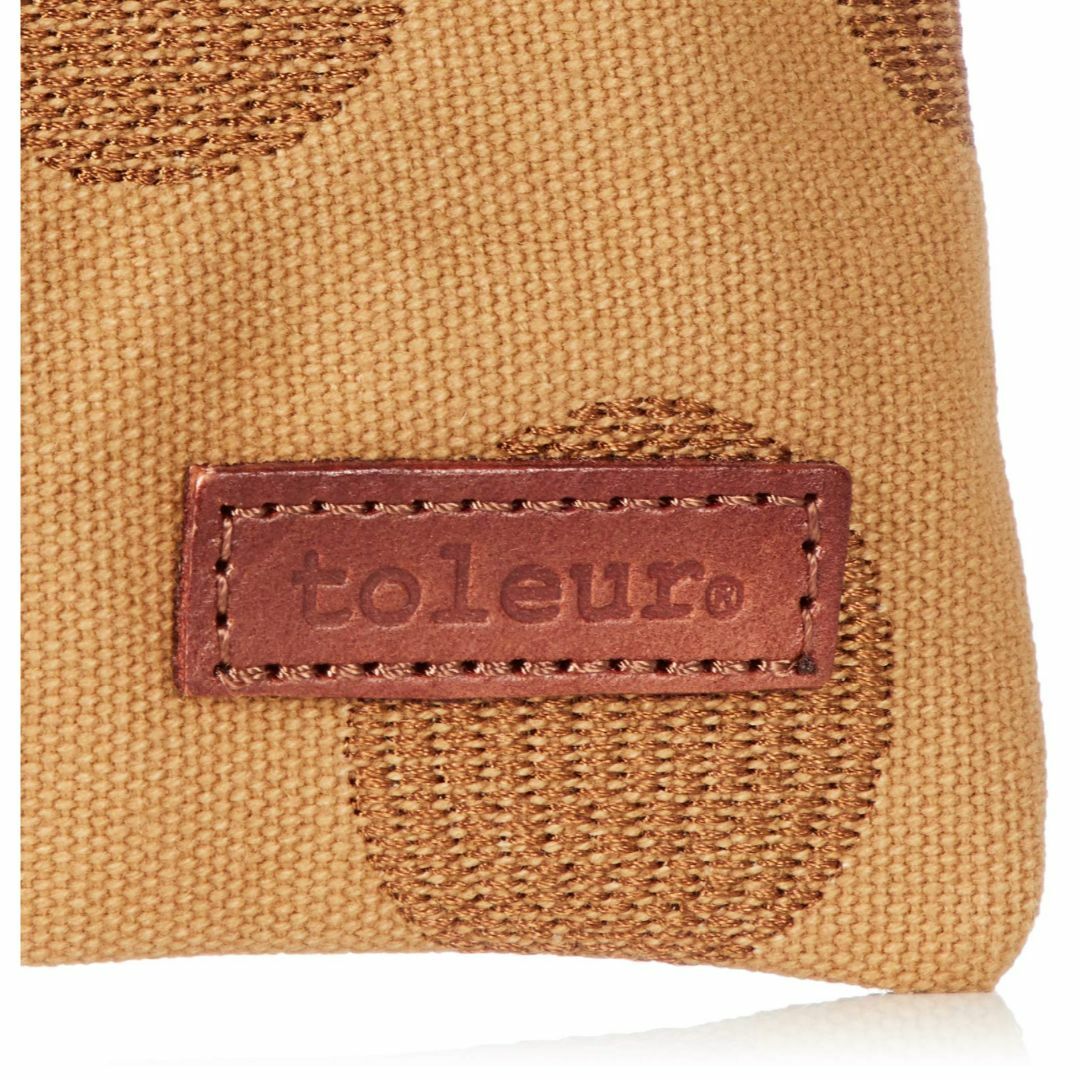色:イエローベージュトーラ フラットポーチ キャンバス刺繍カウレザー レディースのバッグ(その他)の商品写真