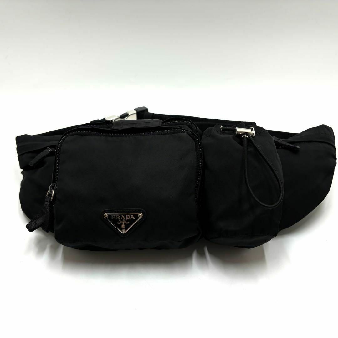 PRADA(プラダ)の✨未使用級✨プラダ ウエストポーチ ボディバッグ 三角ロゴ テスートナイロン 黒 メンズのバッグ(ウエストポーチ)の商品写真