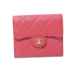 シャネル(CHANEL)の　シャネル CHANEL マトラッセ クラシック スモールフラップ ウォレット ピンク キャビアスキン レディース 三つ折り財布(財布)