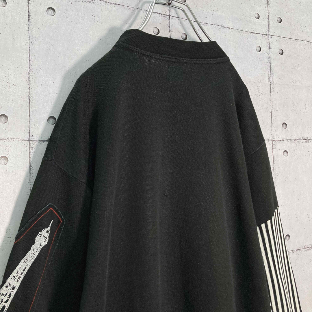【ユーロ古着】80s デザインスウェット 切替 パンク風 ブラック L メンズのトップス(スウェット)の商品写真