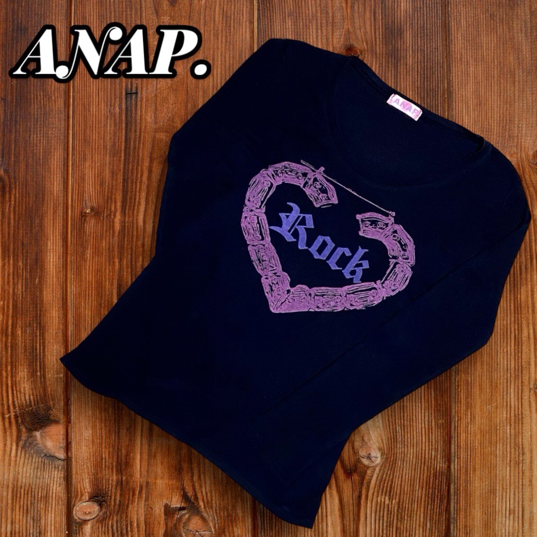 ANAP(アナップ)のTシャツ ロング袖Tシャツ ブラック ANAP. レディース アナップ レディースのトップス(Tシャツ(長袖/七分))の商品写真