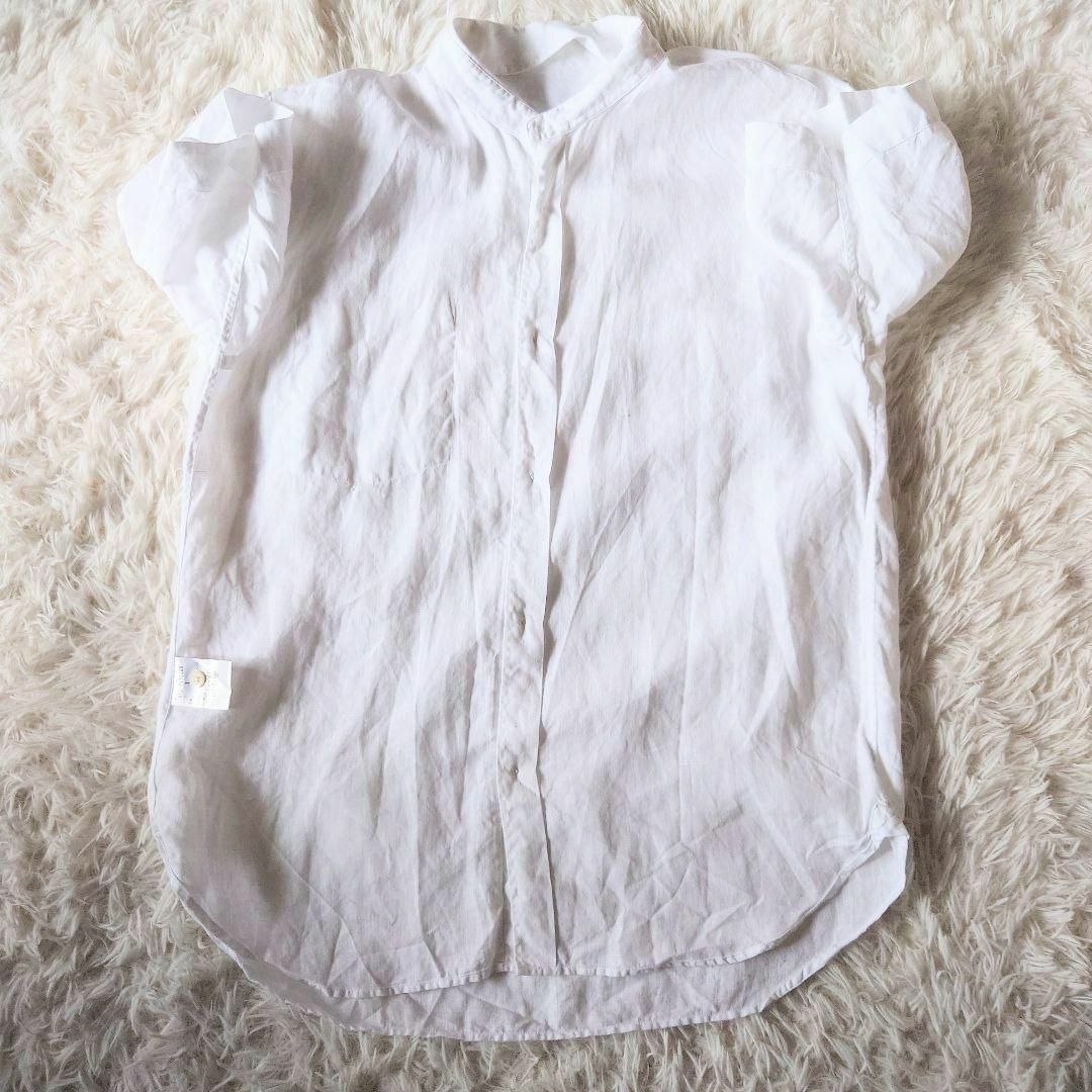 MARGARET HOWELL(マーガレットハウエル)のマーガレットハウエル　メンズ　リネン　ホワイト　シャツ　半袖 メンズのトップス(シャツ)の商品写真