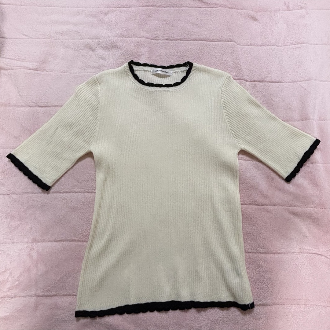 natural couture(ナチュラルクチュール)の配色スカラップニット レディースのトップス(ニット/セーター)の商品写真