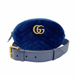 グッチ(Gucci)のグッチ GUCCI ボディバッグ ウエストポーチ ベルトバッグ ベロア ブルー レディース 476434 送料無料【中古】 z0805(ボディバッグ/ウエストポーチ)