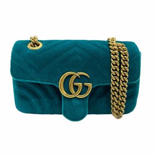 グッチ(Gucci)のグッチ GUCCI ショルダーバッグ GGマーモント ベロア グリーン系 レディース 446744 送料無料【中古】 z0791(ショルダーバッグ)