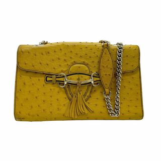 グッチ(Gucci)のグッチ GUCCI ショルダーバッグ エミリー オーストリッチ イエロー系 レディース 295402 送料無料【中古】 z0795(ショルダーバッグ)