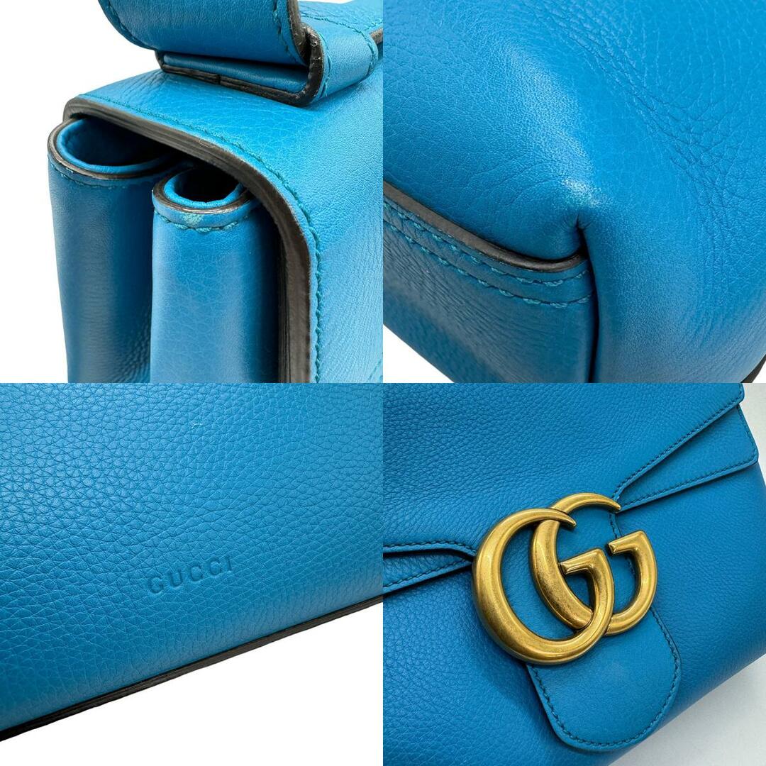 Gucci(グッチ)のグッチ GUCCI ショルダーバッグ GGマーモント レザー ブルー ユニセックス 401173 送料無料【中古】 z0798 レディースのバッグ(ショルダーバッグ)の商品写真