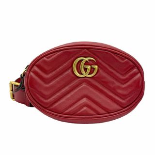 グッチ(Gucci)のグッチ GUCCI ウエストバッグ ベルトバッグ GGマーモント レザー レッド ゴールド レディース 476434 送料無料【中古】 z0806(ボディバッグ/ウエストポーチ)