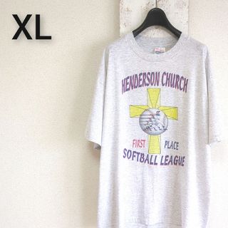 ヴィンテージ(VINTAGE)の90s USA製　ヘインズ　Tシャツ　グレー　シングルステッチ　XL(Tシャツ/カットソー(半袖/袖なし))