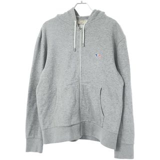 メゾンキツネ(MAISON KITSUNE')のMAISON KITSUNE メゾンキツネ 17AW ZIP HOODIE TRICOLOR FOX PATCH トリコロールフォックスワッペンジップアップパーカー FW17M711 グレー L(パーカー)