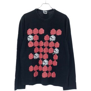 ブラックコムデギャルソン(BLACK COMME des GARCONS)のBLACK COMME des GARCONS ブラック コムデギャルソン 17AW フラワープリントロングスリーブカットソー 1T-T006 ブラック XL(Tシャツ/カットソー(七分/長袖))