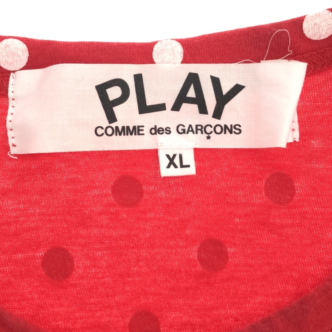 COMME des GARCONS(コムデギャルソン)のPLAY COMME des GARCONS プレイコムデギャルソン AD2020 ハートワッペンドットロングスリーブカットソー AZ-T166 レッド XL メンズのトップス(Tシャツ/カットソー(七分/長袖))の商品写真