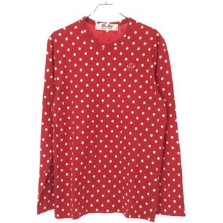 COMME des GARCONS - PLAY COMME des GARCONS プレイコムデギャルソン AD2020 ハートワッペンドットロングスリーブカットソー AZ-T166 レッド XL