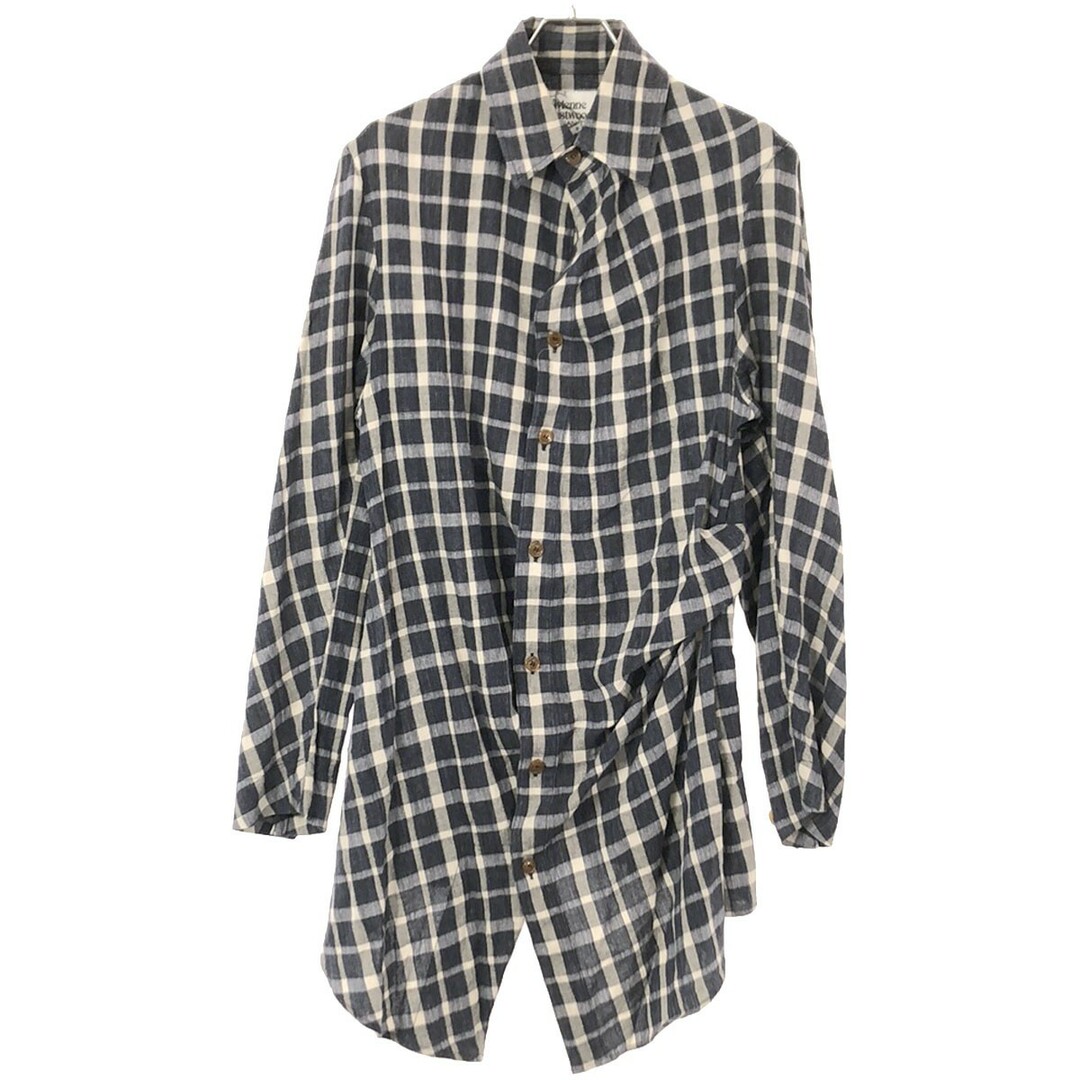 Vivienne Westwood(ヴィヴィアンウエストウッド)のVivienne Westwood MAN ヴィヴィアンウエストウッド マン PLAID DL LONG SHIRTS チェック柄ロングシャツ 179056 7219 ブルー系 46 メンズのトップス(シャツ)の商品写真