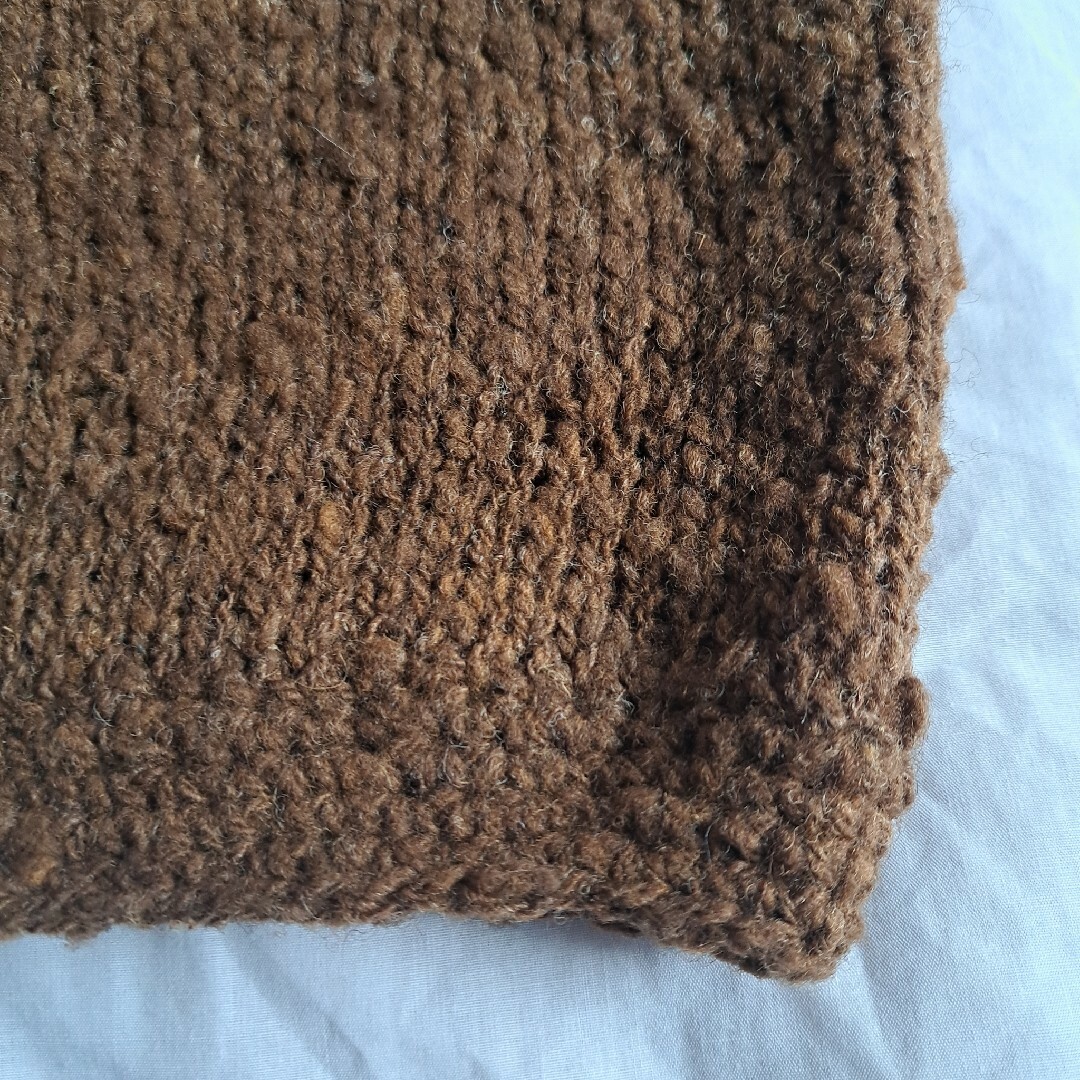 ハンドメイド　ニット　羊毛　ベスト　半袖　手つむぎ　手編み　毛糸　羊毛　ボーダー レディースのトップス(ニット/セーター)の商品写真