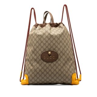 グッチ(Gucci)の美品 グッチ GGスプリーム タイガーヘッド ドローストリングスバッグ ナップサック 473872 PVC レディース GUCCI 【1-0146085】(トートバッグ)