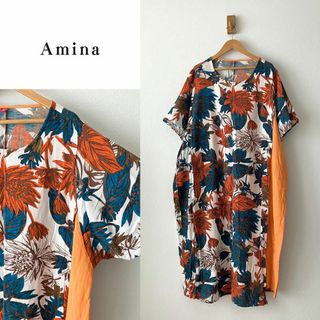 Aminaアミナ エスニックオーバーサイズワンピース ビッグシルエット バカンス(ひざ丈ワンピース)