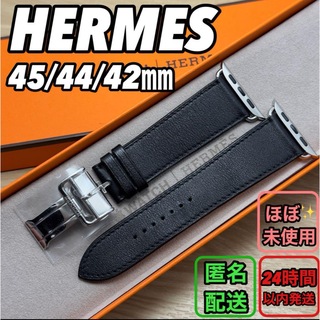 エルメス(Hermes)の1676 Apple Watch エルメス　ブラック　ディプロイアント　バックル(レザーベルト)
