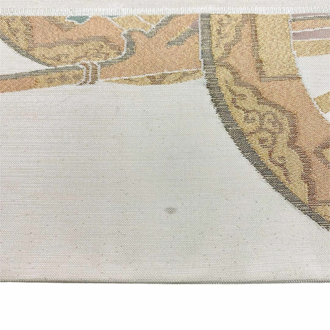 袋帯 花車 牡丹 菊の花 乳白色 着物 RO-5348 レディースの水着/浴衣(着物)の商品写真