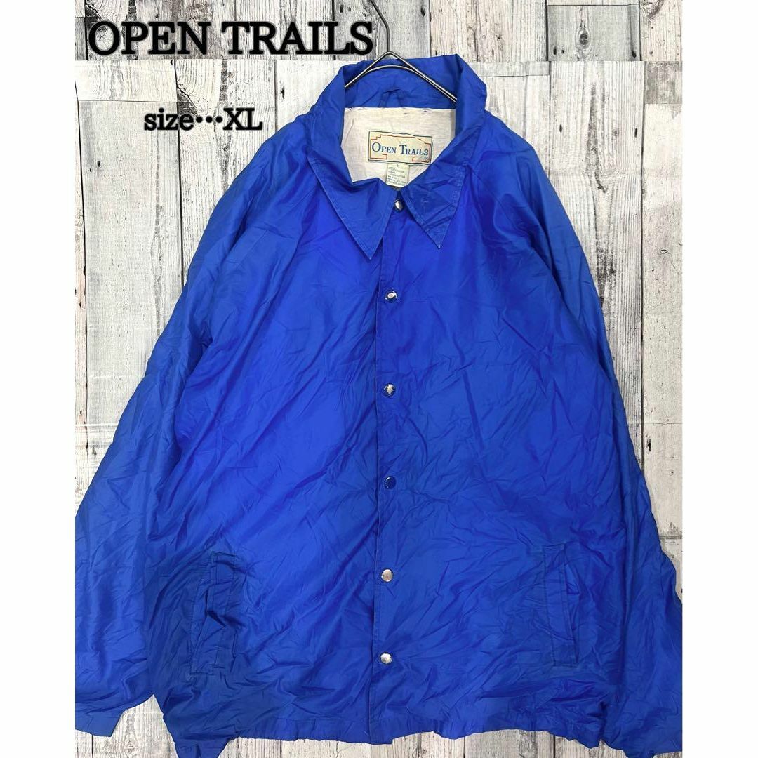 掘り出し物♪ゆるだほ☆OPEN TRAILS ブルー　XL ブルゾン　ナイロン メンズのジャケット/アウター(ナイロンジャケット)の商品写真