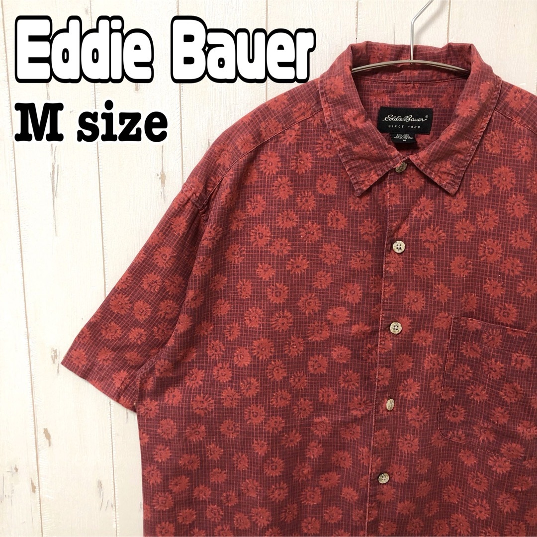 Eddie Bauer(エディーバウアー)のEddie Bauer エディーバウアー 総柄 半袖シャツ 赤 レッド 海外古着 メンズのトップス(シャツ)の商品写真
