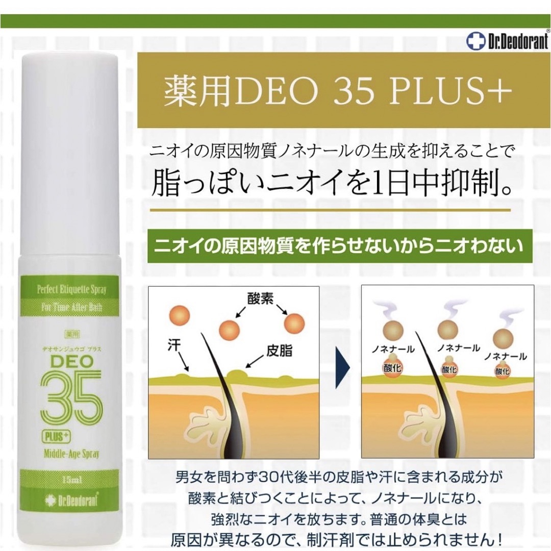 Dr.Deodorant(ドクターデオドラント)の新品未開封⭐︎加齢臭対策 ドクターデオドラント 薬用DEO 35 スプレー コスメ/美容のボディケア(制汗/デオドラント剤)の商品写真