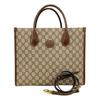 グッチ(Gucci)の　グッチ GUCCI GGスモール トートバッグ 659983 ブラウン キャンバス レディース トートバッグ(トートバッグ)