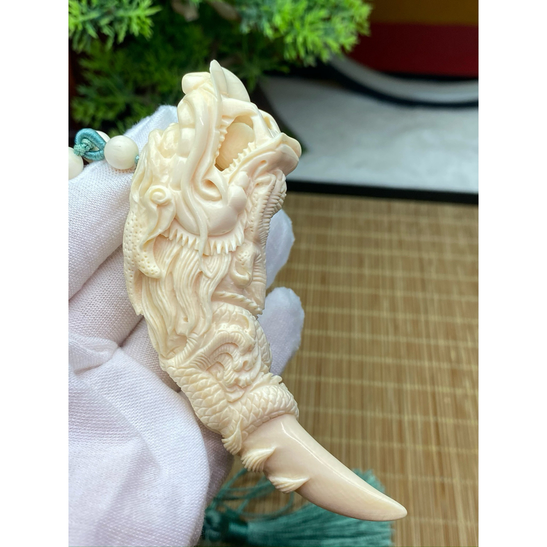 天然マンモス牙美しい手作り彫刻 3 盤龍牙尖 握り物 アクセサリー 天然マンモス牙美しい手作り彫刻 3 盤龍牙尖 握り物 アクセサリー