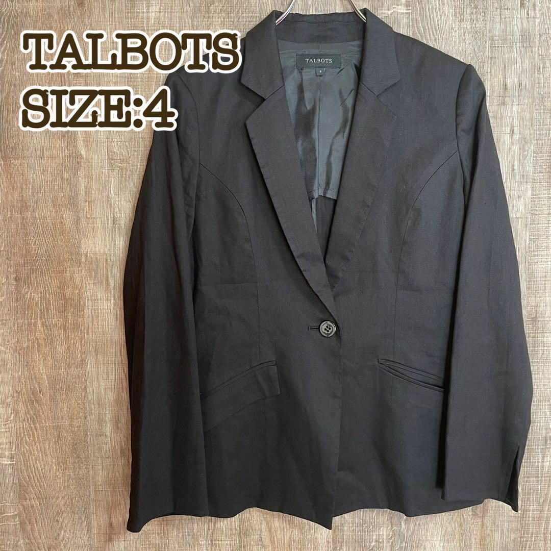 TALBOTS(タルボット)のTALBOTS タルボット　リネン混ジャケット　ブラック　サイズ4 レディースのジャケット/アウター(テーラードジャケット)の商品写真