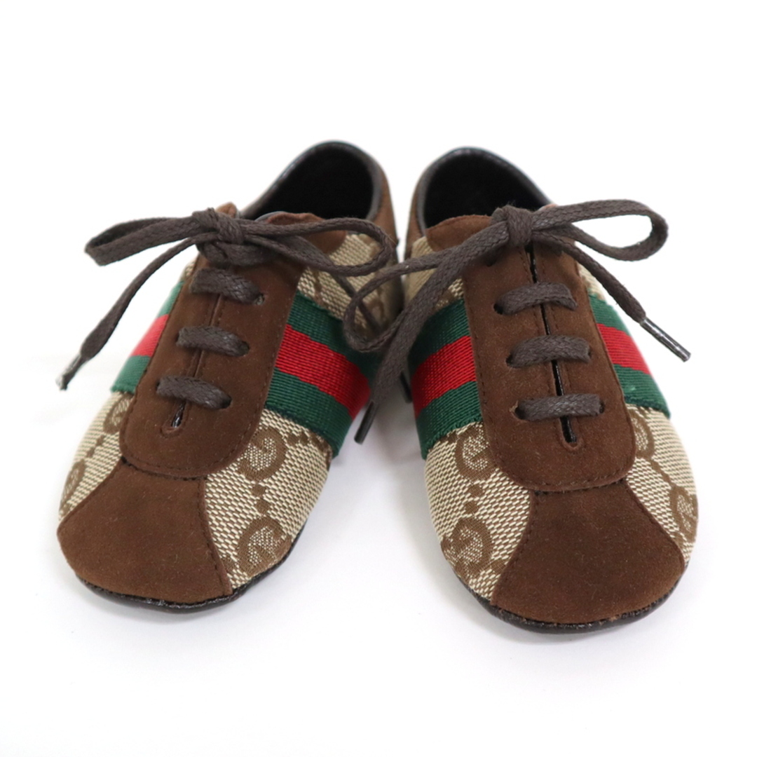 Gucci(グッチ)の【GUCCI】グッチ シェリーライン ベビーシューズ 118154 ブラウン スエード×キャンバス/ar1175 キッズ/ベビー/マタニティのベビー靴/シューズ(~14cm)(スニーカー)の商品写真