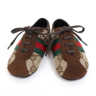 Gucci - 【GUCCI】グッチ シェリーライン ベビーシューズ 118154 ブラウン スエード×キャンバス/ar1175