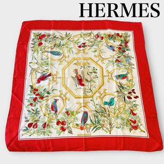 エルメス(Hermes)のエルメス　Lenke Szenchenzl Ramage カレ90 鳥　花柄(バンダナ/スカーフ)